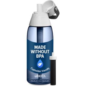 Brita Hard-Sided Plastic Premium Filtering Water Bottle, BPA-Free, Reusable, Replaces 300 Plastic Water Bottles, Filter Lasts 2 Months or 40 Gallons, Includes 1 Filter, Night Sky - 36 oz.
