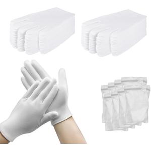 24 Pairs White Cotton Gloves for Dry Hands Eczema with 8 Laundry Bags, Soft Unisex Moisturizing Gloves for Sleeping Overnight, Breathable Work Glove Liners for Coin Jewelry Inspection, Art Handling