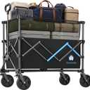 39" Collapsible Wagon Cart, 450 lbs Heavy Duty Folding Wagon with Brakes, Adjustable 150L-300L Utility Wagon with All-Terrain Wheels for Camping, Garden, Beach and Shopping