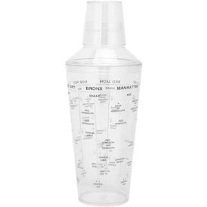24 oz Recipe Cocktail Shaker Plastic 3-Piece Drink Shaker Shaker with Lid Strainer Measuring professional Cocktail Shaker for Boba Tea Shaker Bartender Kit