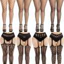 Zhanmai 8 Pairs Women Fishnet Stockings Tights Pantyhose Thigh High Stockings Waist Fishnets