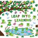 Zonon 113 Pcs Summer Frog Cutouts Bulletin Board Decorations Back to School Classroom Decorations Green Frog Cutouts with Glue Points for School Kids Office Chalkboard Passover Party Supplies