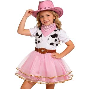 Gomukot Kids Cowgirl Costume for Girls Halloween Western Rodeo Dress Up,3-4T