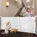 Retractable Baby Gates Dog Gate for Stairs, 100" Wide Retractable Gate Mesh Pet Gate, 41" Extra Tall Child Safety Gate with Fiberglass Rods for Stairways, Doorways, Hallways, Indoor/Outdoor (White)