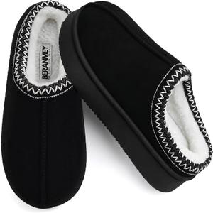 Plush Platform Slippers for Women & Men - Cozy Non-Slip Sole, Warm Fuzzy Lined House Shoes for Indoor Outdoor Short Ankle Slippers (Black, US, Adult, Women, 6.5, Numeric Range, US Footwear Size System, 7, Medium)