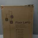 ROTTOGOON Dimmable Boho Floor Lamp - 3 Light Farmhouse Rattan Floor Lamps for Living Room, Tree Floor Lamps with Bohemian lampshades, Rustic Standing Tall Lamps for Bedroom, Office, 68", 6W, Black (Black & Brown 2)