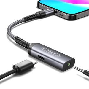 JSAUX USB C to 3.5mm Headphone and Charger Adapter, 2-in-1 AUX Mic Jack with PD 60W Fast Charging,Compatible for Earphones iPhone 16 Pro/16 Pro Max/16/16 Plus/15 Pro Max,Samsung S24/S24+/S23,iPad Pro (Grey)