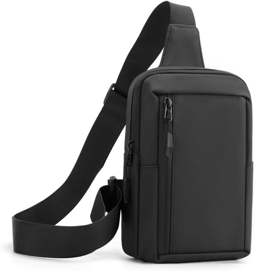 Sireck Crossbody Bag,Cross Body Fanny Packs for Men Women Trendy,Black Small Sling Phone Chest Bag for Workout Running