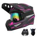 TTMiku Pink Adult Dirt Bike ATV Motocross Helmet DOT Approved, Pink, Small