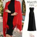 RIIQIICHY Women's Scarf Pashmina Shawls and Wraps for Evening Dress Bridesmaid Wedding Bridal Winter Warm Long Large Scarves (Red, L)