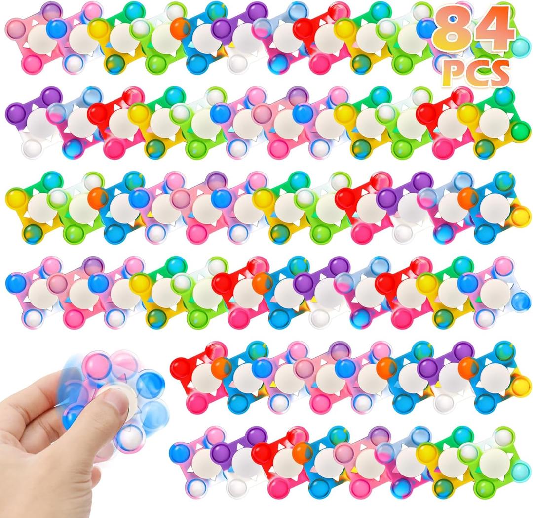 84 PCS Pop Fidget Spinners - Colorful Party Favors for Kids - Sensory Toys for Stress Relief and Anxiety - Classroom Prizes,Goodie Bag Stuffers,Birthday Gifts