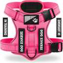 Demigreat Service Dog Harness, Reflective Dog Vest Harness with 5 PCS Patches, Adjustable Soft Oxford Pet Harness, Inner Layer Mesh, Easy to Control for Medium Dogs, HotPink