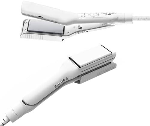 Conair Travel Iron 2-in-1, Travel Flat Iron for Clothes and Hair Straightener, Ceramic Technology, Dual Voltage for Worldwide Use, Travel Size, White, Style Duo