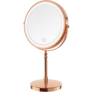 DEIOVWXS Makeup Mirror, 3000mAh Rechargeable Double-Sided Magnifying Vanity Mirror with 3 Colors, 1X/10X, 360 Rotation, Adjustable Brightness, Gifts for Mom, Women,Wife, Girls, Dorm Room Essential (Rose Gold)