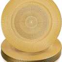 Hiceeden 12 Pack Gold Charger Plates for Dinner Plates, 13" Round Plastic Chain Shaped Charger Service Plates, Decorative Chargers Bulk for Table Setting, Wedding, Party, Event