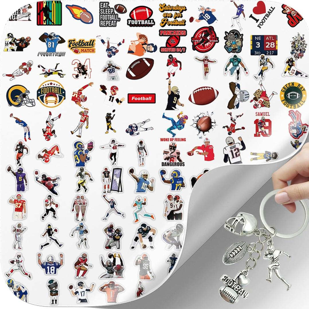 2 x Football Stickers, American College Football Waterproof Sticker 105 Pcs for Adult Water Bottles Laptop Guitar Skateboard Rugby Sports Player Bicycle Luggage Poster Party Favor Decoration