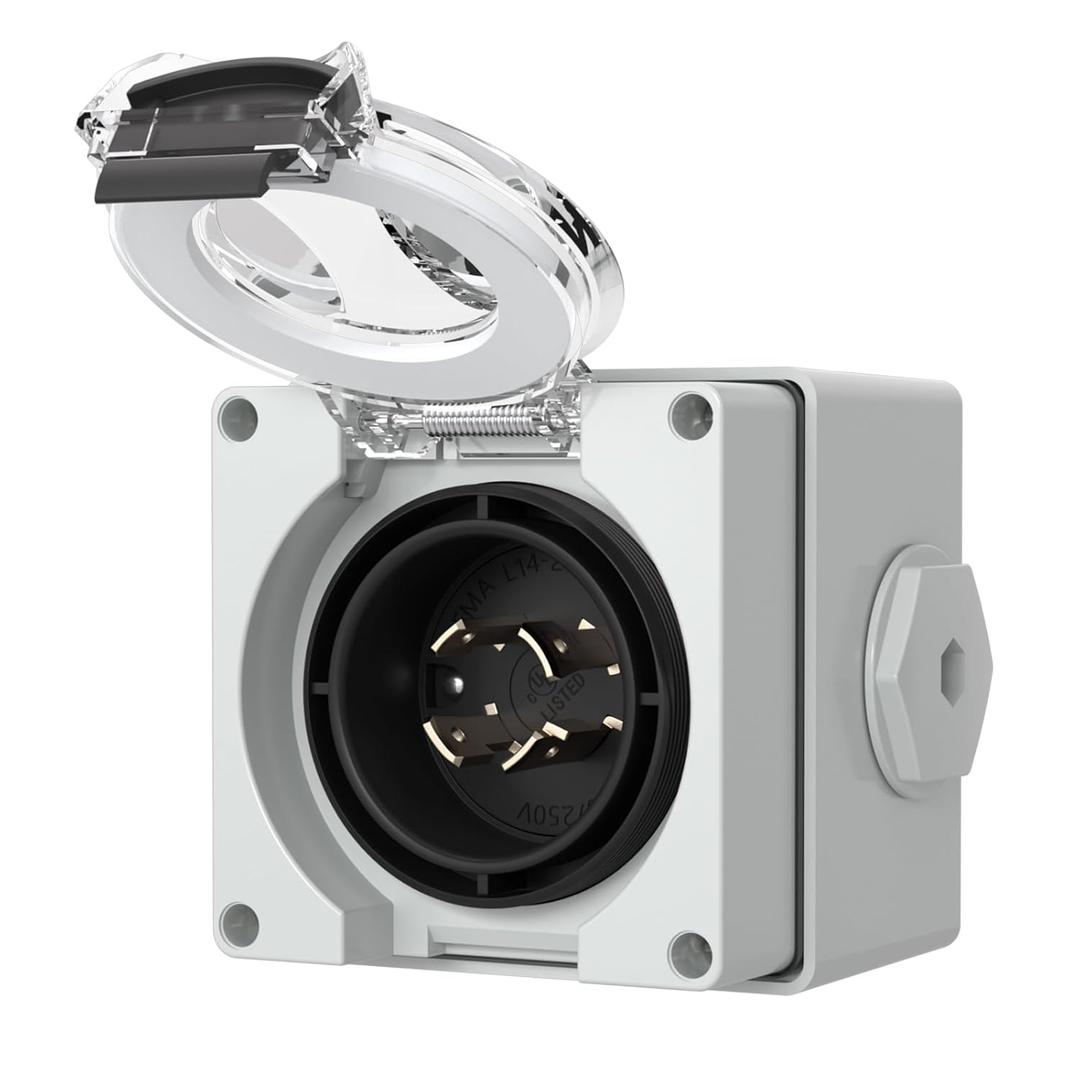 STARELO 20 Amp Power Inlet Box NEMA L14-20P Generator,125/250 Volt,Outdoor dustproof and Weatherproof for generators, Welding Machines, etc.ETL Listed.(NEMA L14-20P Box)