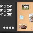4 THOUGHT Chalkboard Corkboard Combo, 24" x 16" Bulletin Cork Board Magnetic Chalk Board for Wall Combination Board Black Frame Double Use Black Board Cork Board 1 Marker 4 Magnets 10 pins