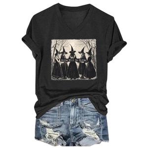 Halloween Shirts for Women Girls Will Be Girls Witch Graphic Outfits Ghost Pumpkin Tees Fall Spooky Season Clothes Tops (XX-Large)