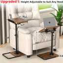 TV Tray Table for Couch, Height Adjustable/360 Swivel/180 Flip-Over Panel Design C-Shaped End Table, Sofa Arm End Side Table with Phone & Tablet Slot for Eating, Laptop,Couch Bed (Vintage Brown)
