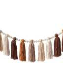 DrCor Boho Terracotta Rainbow Tassel Garland  Western Handmade Yarn Banner for Nursery, Kids Room, Baby Shower, Birthday Party, Fall Classroom & Warm Home Wall Decor