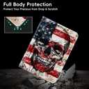 Case for iPad Air 13 inch (M3 2025 / M2 2024) / iPad Pro 12.9 inch (2022/2021/2020/2018),Wallet PU Leather Folio Cover Multi-Angle Stand with Auto Wake/Sleep,American Flag Skull