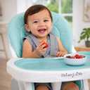 Dream On Me TableTalk 2-in-1 High Chair for Baby & Toddler Convertible High Chair to Junior Chair, Removable Padded Seat, Dual Dishwasher-Safe Trays, Styrdy Steel Frame, Quick Folding Design Aqua