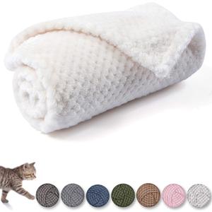 Warm Soft Fuzzy Dog or Cat Blanket, Plush Fleece Throws for Puppy, Kitten, Medium, Large Dogs - Ivory (M/32" x 40")