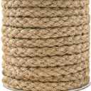 Tenn Well Braided Jute Rope, 25 Feet 11mm Thick Twine Rope for Crafting, Cat Scratching, Gardening, Bundling, Farmhouse Decor, Home Decor