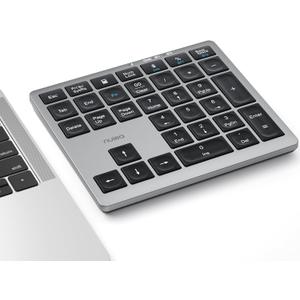 Nulea Wireless Number Pad Bluetooth 5.0 & 2.4G Portable Numeric Keyboard, USB-C Rechargeable, 34-Keys Bluetooth Keyboard for Data Entry, Compatible for Laptop, Mac, iMac, Tablet, PC Desktop