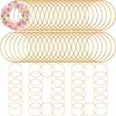 Zonon 100 Pcs Metal Rings for Crafts Gold Craft Rings Hoops Floral Macrame Hoops for DIY Crafts Macrame Dream Catcher Supplies Wedding Table Wreath Decor Wall Hanging (3 Inch)