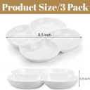 ZENFUN Set of 3 Porcelain Appetizer Platter with 4 Compartment, Flower-shaped Candy and Nut Serving Tray Snack Serving Plate Dishes for Vegetables, Fruit, Dessert, 8.5'' x 8.5'', White