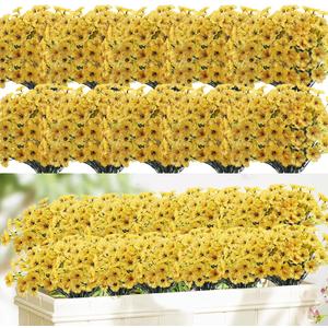 22 Bundles Artificial Flowers Outdoor, Faux Flowers UV Resistant with Plastic Plants, Faux Silk Flowers for Outdoors Outside Front Porch Hanging Planter Window Box Garden Decoration