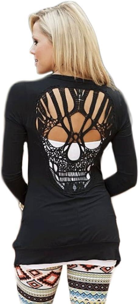Women Cardigan Tops Long Sleeve Open Front Back Cutout Shirts Sexy Gothic Cardigan (Medium, Black)