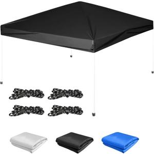 1010 Canopy Replacement Top Cover, Pop Up Canopy Tent Cover for Straight Leg Frame, Waterproof Canopy Top with Windproof Ropes for Outdoor Garden Patio Camping Sun Shade(Top Only) (Black)