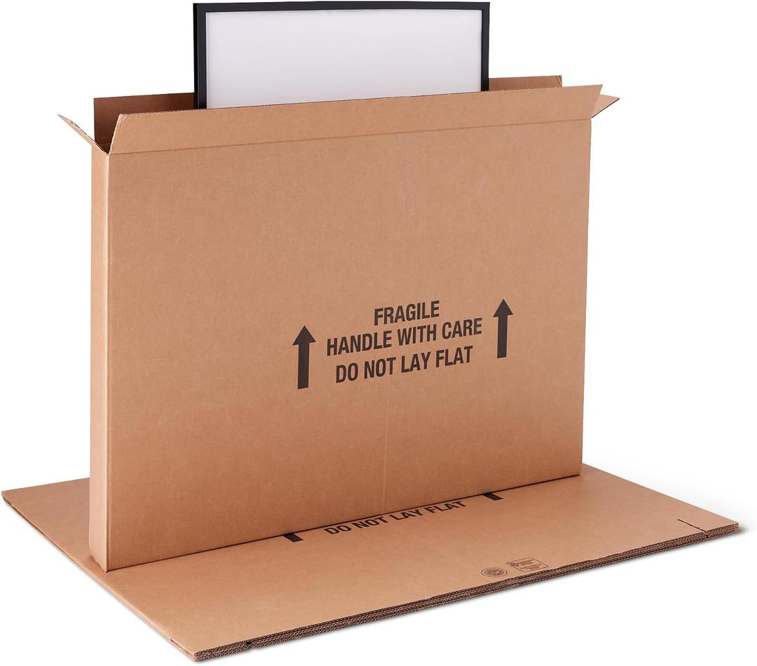 Amazon Basics TV Moving Box for 50-inch TV, Picture and Mirror, Heavy Duty Sturdy Shipping Container, 48 x 4 x 33 inches, 3-Pack
