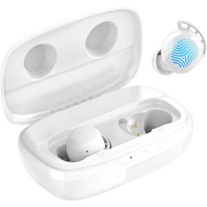 Tribit Wireless Earbuds, 110H Playtime Bluetooth 5.3 IPX8 Waterproof Call Noise Reduction Bluetooth Earbuds Headphones with Mic Earphone in-Ear Wireless Earphones, Flybuds 3 White (Small)