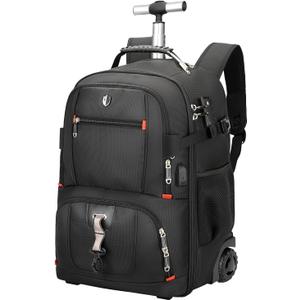 Backpack with wheels,50L Rolling laptop backpack with Anti-Theft,rolling backpack for travel,Water-Resistant Carry-On Luggage,Business and Commuting