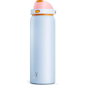 40 oz Insulated Water Bottle with Straw: Meoky Stainless Steel Metal Water Bottle with 2-in-1 Lid - Leak Proof, Cold for 24 Hours, Protective Silicone Base, BPA-Free for Gym Sports, Periwinkle