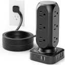 Dual PD 20W Power Strip Tower, TenTrend Surge Protector Power Strip with 12 AC Outlets & 8 USB Ports (4 USB C), 40W Desk Fast Charging Station, 10FT Flat Plug Extension Cord for Desk Office Dorm Room
