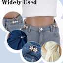 8Pcs Jean Waist Tightener, Metal Pearl Flower Button Pins, Reusable Cincher Clips for Loose Pants Dresses Skirts