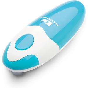 Kitchen Mama Auto Electric Can Opener: Open Your Cans with A Simple Press of Button - Automatic, Hands Free, Smooth Edge, Food-Safe, Battery Operated, YES YOU CAN (Sky Blue)