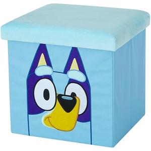 Idea Nuova Bluey Collapsible Storage Ottoman Cube with Lid, Blue Plush Seat Storage Box Organizer for Kids Bedroom, Playroom, Closet & Living Room,15"x15"
