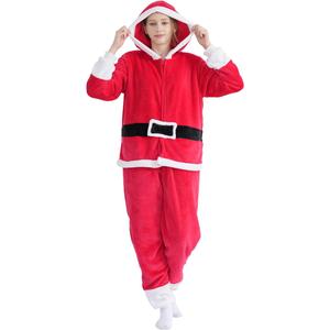 Yemnut Snug Fit Adult Unisex Onesie Cosplay Costume，One Piece Pajama Halloween Homewear Suit for Women and Men (M, Santa Claus)