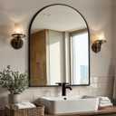 Vanity Bathroom Mirror for Wall, 40"x30" Arched Bathroom Mirror for Over Sink, Arched Metal Frame for Bedroom, Living Room, Entryway, Hanging or Leaning, Black