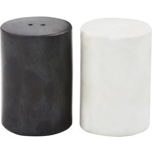 Mud Pie Marble Black/White Salt and Pepper Shakers; 2 3/4" X 1 3/4" Dia