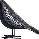 Quoowiit Sculptures Home Decor, Bird Figurine Shelf Decor, Modern Decorations for Living Room, Bedroom, Office, House, Resin Animal Statues and Figurine with Chic Polka Dots Art Design (Black)