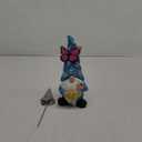 Garden Gnome Statues Outdoor Decor Solar Gnomes with Butterfly on LED Lighted Flowers, Resin Blue Gnomes Sculpture for Patio Yard Lawn Onament Decoration