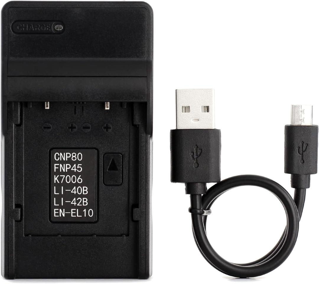 Norifon NP-80 USB Charger for Casio Exilim EX-G1, EX-N1, EX-N2, EX-S5, EX-S8, EX-S9, EX-Z35, EX-Z550, EX-Z800 Camera and More