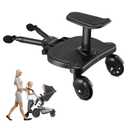 Universal Stroller Board with Detachable Seat, 2 in 1 Buggy Board Suitable for Most Brands of Strollers, Holds Children Up to 55 lbs